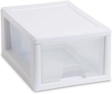 Sterilite 6 Qt Stacking Drawer, Clear Plastic Storage Organizer, 6 Pack